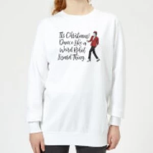 Image of Its Christmas, Dance Like A Weird Robot Womens Christmas Sweatshirt - White - 3XL