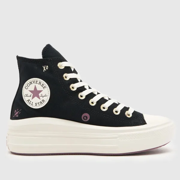 Converse all star move hi tiny tattoos trainers in Black & white