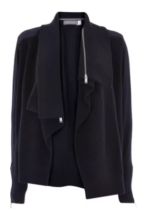 Image of Mint Velvet Ottoman Short Biker Cardigan - Navy