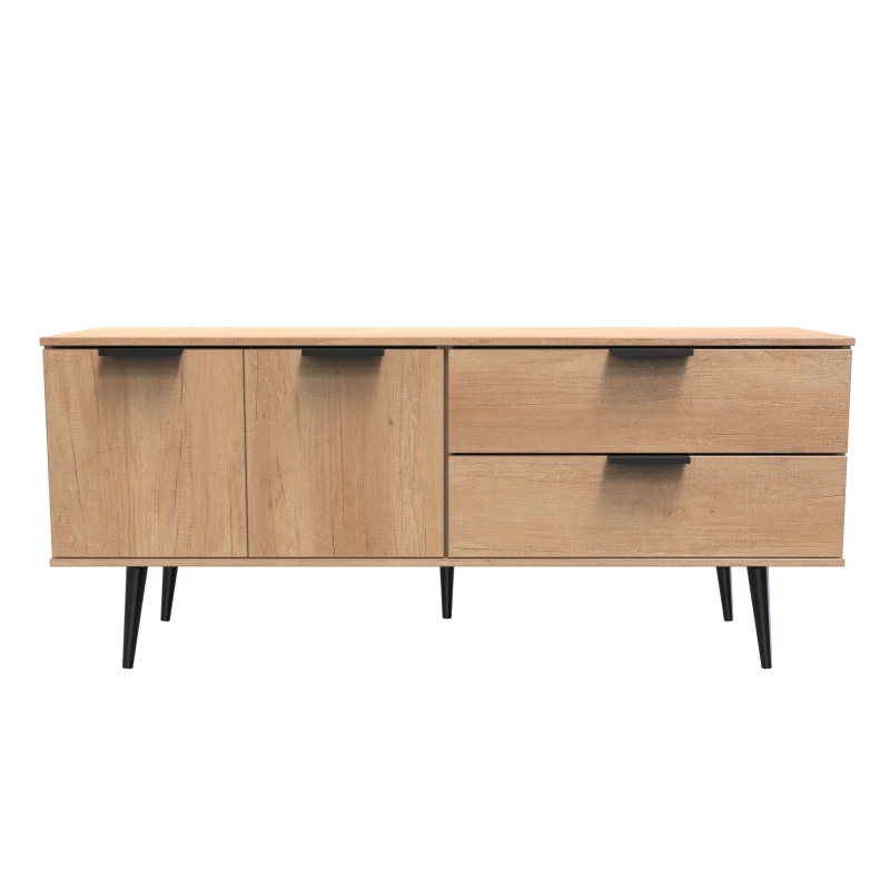 Image of Fuji 2 Drawer 2 Door Wide Sideboard In Nebraska Oak (Ready Assembled)