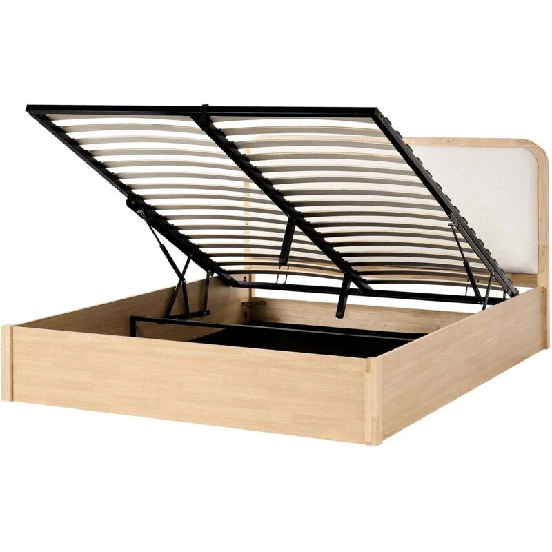 Image of Beliani Ottoman Bed Perouges 160 X 200 Cm (Eu King Size) Light Brown
