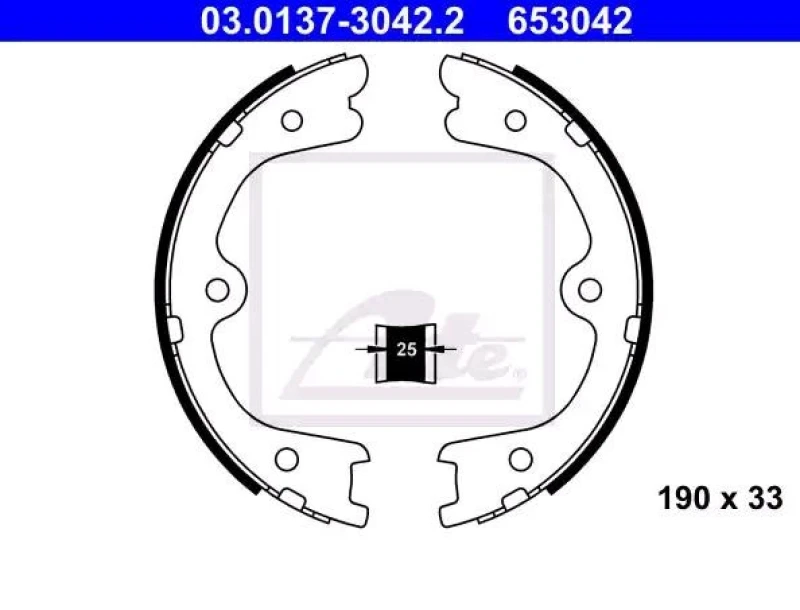 Image of ATE 03.0137-3042.2 Handbrake Shoes without lever Brake Shoe Set,parking brake (1419)