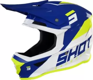 image of Shot Furious Chase Motocross Helmet, blue-yellow, Size L, blue-yellow, Size L