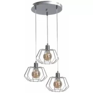 image of Keter Luna Cluster Pendant Ceiling Light Silver, 32cm, 3x E27