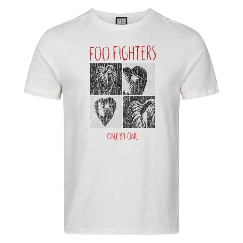 Image of Amplified Mens One By One Foo Fighters T-Shirt in White Size: Large White Male L