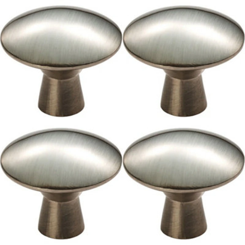 Image of Loops 4x Disc Shaped Cabinet Door Knob on Tapered Stem 27mm Dia Satin Nickel Metallics unisex