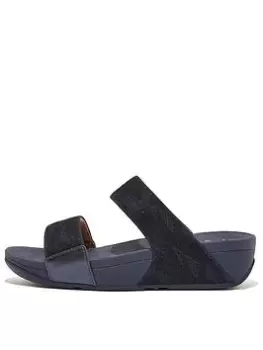 image of FitFlop Lulu Glitz Slide Sandals - Navy, Size 4, Women