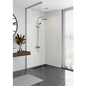 image of Mermaid Elite Quartzo Bianco Tongue & Groove Single Shower Panel - 2420 x 1200mm