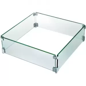 Image of VEVOR Square Fire Pit Wind Guard, 19" x 19" x 6" Glass Flame Guard, Fire Wind Guard Fence with 5/16 Inch Thickness Clear Tempered Glass and Non-Slip F