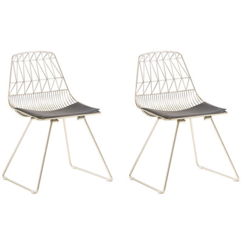 Image of Beliani Set Of 2 Dining Chairs Harlan Metal Gold