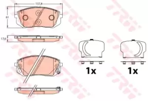 Image of TRW Brake pad set HYUNDAI,KIA GDB3642 581013ZA76,58101D7A00,58101D7A50 58101D7A50