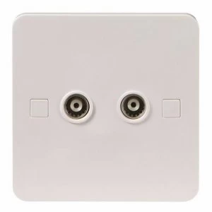 image of KnightsBridge Pure 4mm White Twin Coaxial TV Outlet Isolated Single Wall Plate