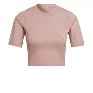 Image of adidas Run Fast Lace Crop Running T-Shirt Womens - Wonder Mauve / Magic Mauve