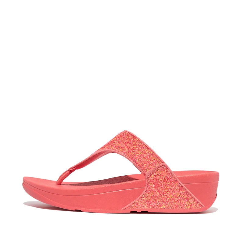 Image of FitFlop Lulu Glitter Toe Post Synthetic Womens Comfort Sandals - Rose Gold - Size:UK 5