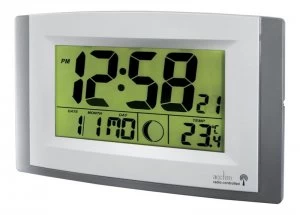 image of Acctim Stratus Radio Control LCD wall Clock Silver 74057SL