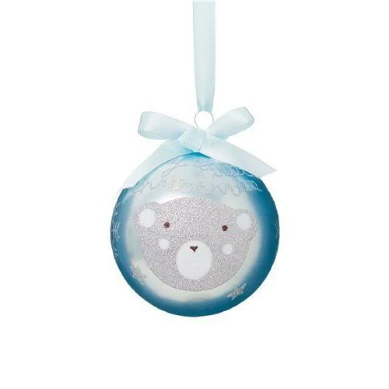 Image of Premier Decorations 80mm Baby Glass Christmas Tree Bauble - Blue G165624-BL