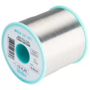 image of Weller T0051387699 WSW SC M1 99.3/0.7 Solder Wire 0.5mm 500g