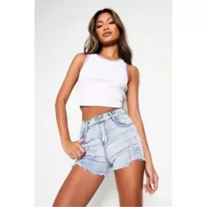 Image of I Saw It First Vintage Wash Petite High Waisted Ripped Jeans - Blue