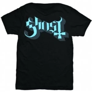 image of Ghost Blue Grey Keyline Logo Mens T Shirt: Large