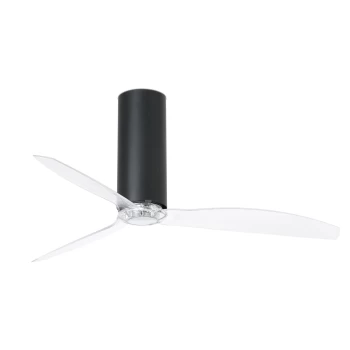 image of Tube Medium Ceiling Fan Matt Black, Clear - Optional LED Light Sold Separately