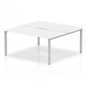 image of B2B Silver Frame Bench Desk 1600 White (2 Pod)