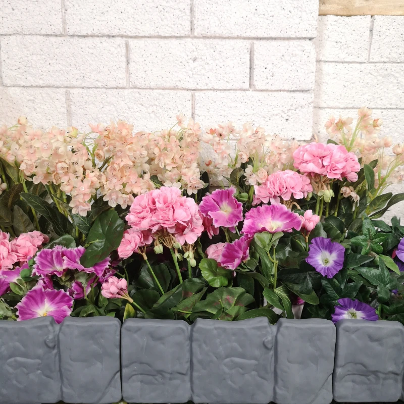 Image of 4x 23cm 10 Piece Grey Cobble Stone Effect Garden Edging Boarder