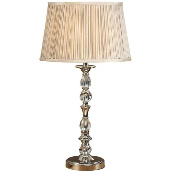 image of Interiors Polina Nickel - 1 Light Medium Table Lamp Polished Nickel Plate with Beige Shade, E14