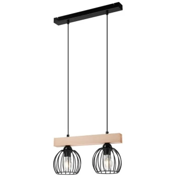 image of Lamkur Lighting - Sienna Bar Pendant Ceiling Light Black, 2x E27