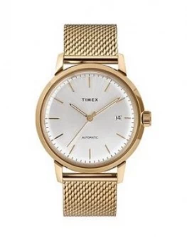 image of Timex Timex Marlin Automatic 40Mm Case Silver Dial Gold Tone Mesh Strap