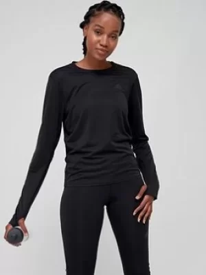 Image of adidas Run Icons 3 Bar Long Sleeve Tee, Black Size XL Women