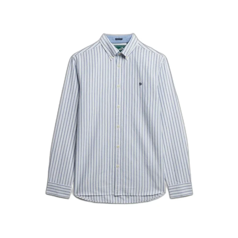 Image of Superdry Preppy Oxford L/s Shirt mens Long sleeved Shirt in Blue