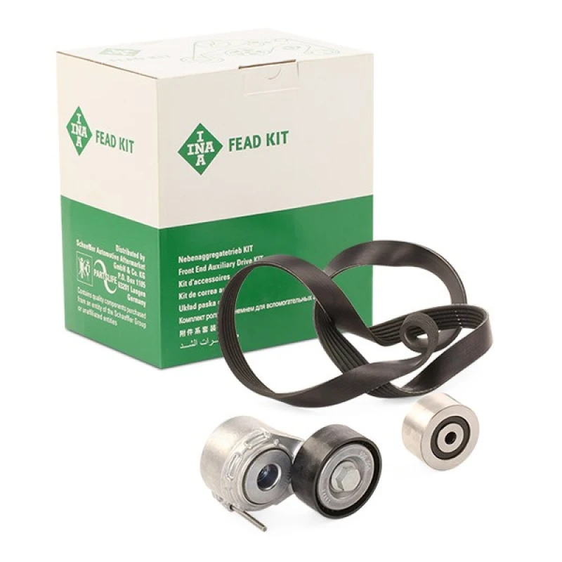 Image of INA 529 0019 10 V-ribbed belt set Check alternator freewheel clutch & replace if necessary V-Ribbed Belt Set (542)