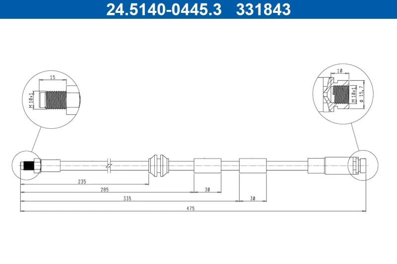Image of ATE 24.5140-0445.3 Brake Hose Brake Hose (83)