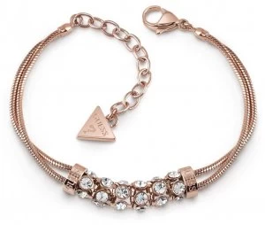 image of Guess Glitter Girl Rose Gold Plated Swarovski Bar Double Jewellery