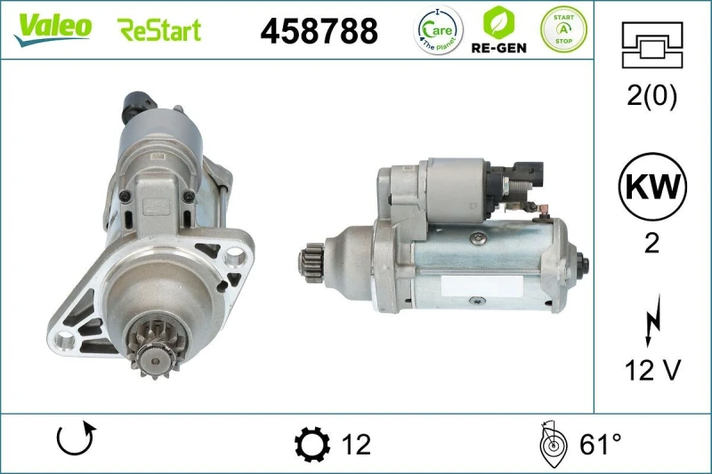 Image of VALEO 458788 Starter motor 2kW, 12V Starter (2)