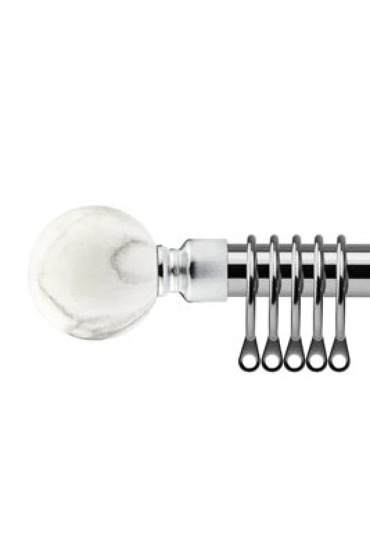 Image of 16-19mm Mineral Extendable Metal Curtain Pole Set Brushed Silver 120-210Cm