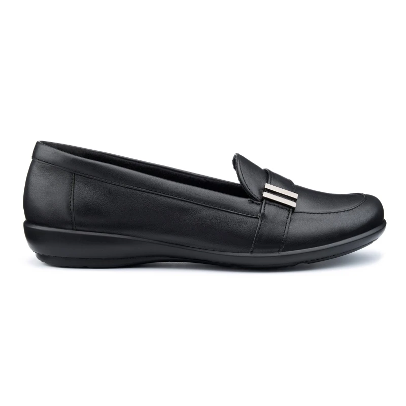 Image of Hotter Womens Extra Wide 'Clay' Loafers in Black Size: 7 Black Female 7