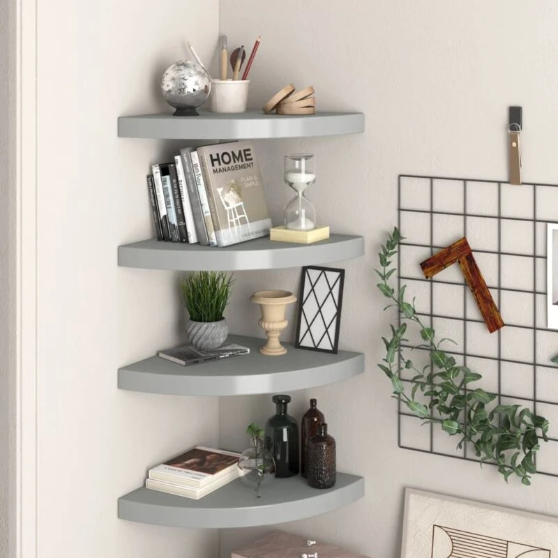 Image of VIDAXL Vidaxl - Floating Corner Shelves 4 pcs Grey 35x35x3.8cm mdf 8720286075555