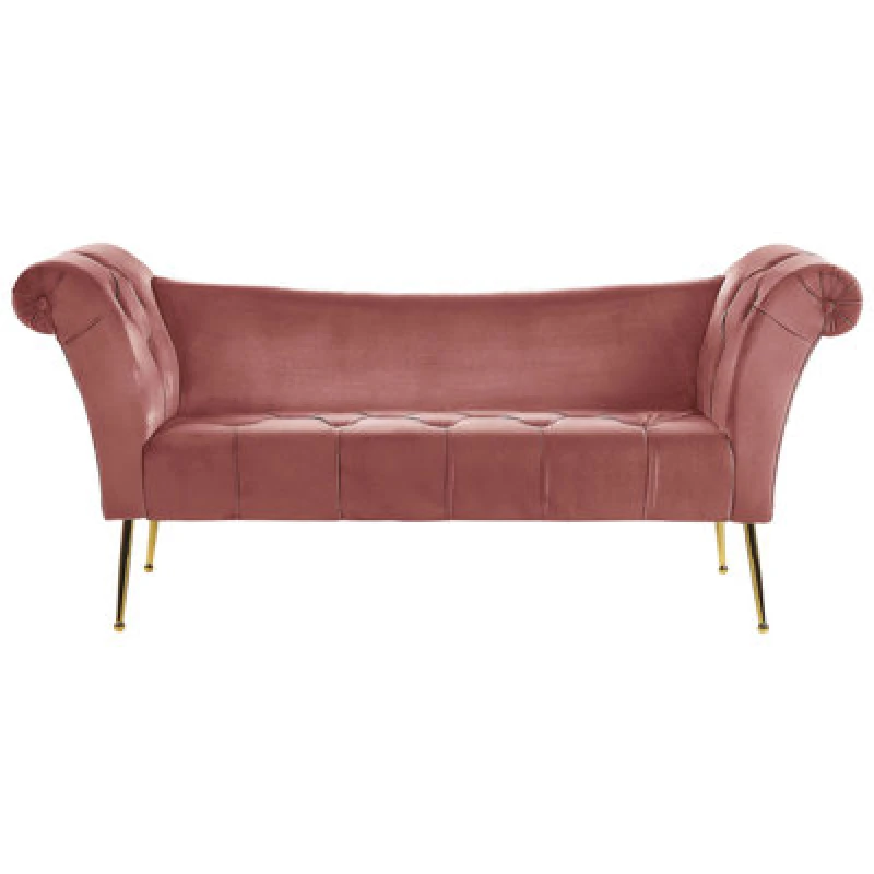 Image of Beliani Chaise Longue Nantilly Velvet Pink