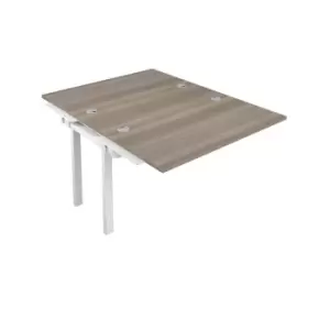 Image of Telescopic Sliding 2 Person Grey Oak Bench Extension with Cable Port - 1200 X 800 - White Frame