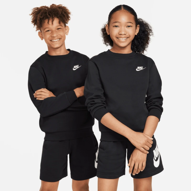 Image of Nike Sportswear Kid's Sweatshirts - Black - Size XS - Cotton Fleece