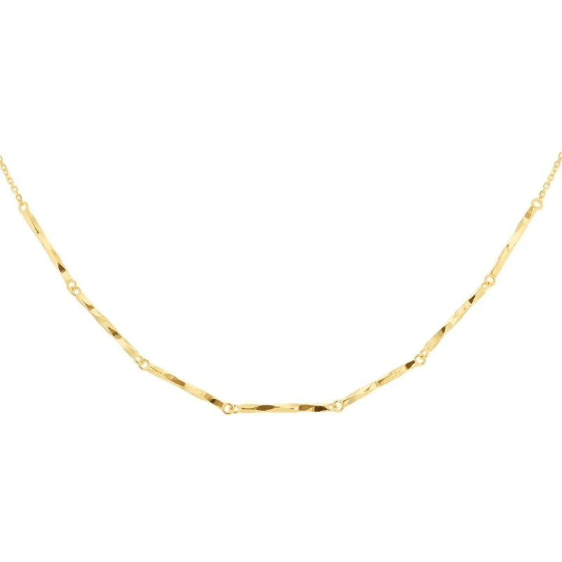 Image of Be You 9ct Gold Trace Diamond Cut Bar Necklace Chain Necklaces 17-18in Gold 72935610000