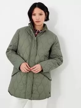Image of Joules Rosedale Onion Quilted Coat - Green, Size 10, Women
