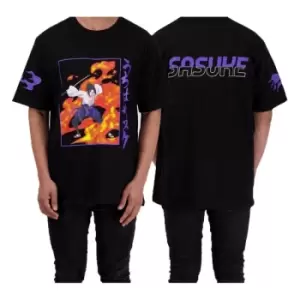 image of Naruto Shippuden T-Shirt Sasuke Flame Size M