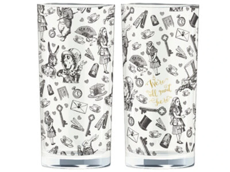 Image of V & A Alice In Wonderland Set of 2 High Ball Glasses, 330ml Clear