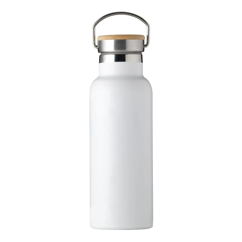Image of Treat Republic Insulated Water Bottle with Bamboo Lid White