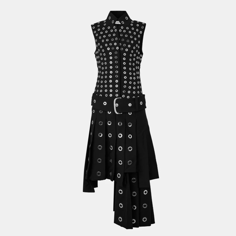 Image of Off White Womens V-Neck Floor-Length Maxi Dress Black female 4 (3XS)