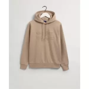 image of Gant Tonal Shield Hoodie - Beige