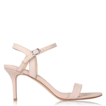 image of Linea Strap Mid Heeled Sandals - Nude Nubuck