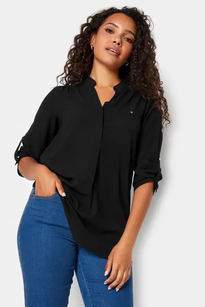 image of M&Co Tab Sleeve Blouse Black